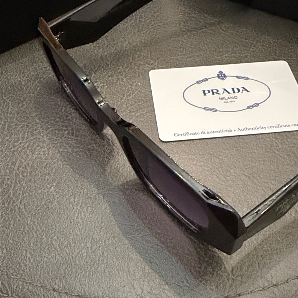 Authentic NWOT Prada Black Dark Tinted Sunglasses- with card, case, and box! - Picture 5 of 12